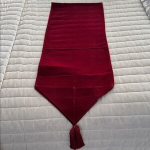 Deep Red table Runner with Tassels 72”NWOT